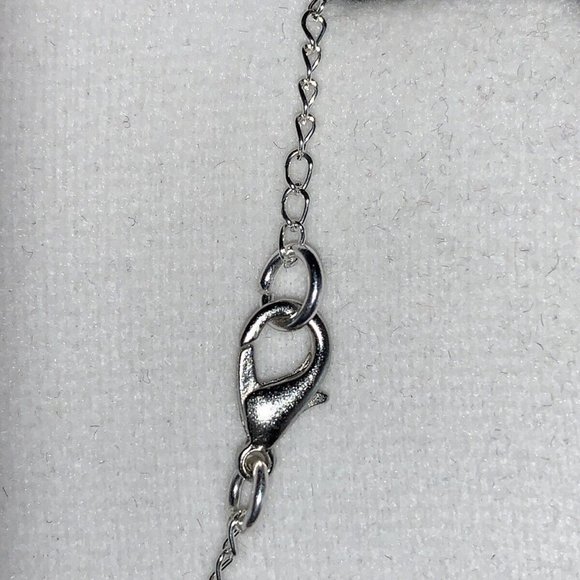 Child Size Silver Tone Trace Style Necklace With Yellow Crystal & Faux Pearls - Picture 3 of 3
